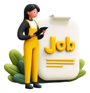 looking for job job poster with woman in yellow overalls